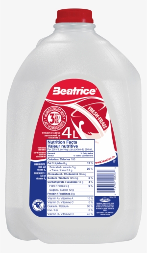 25% Homogenized Milk 4l - Beatrice Milk Nutrition Facts