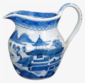 Chinese Porcelain Blue And White Canton Ware Milk Jug/pitcher - Chinese Pottery Blue And White