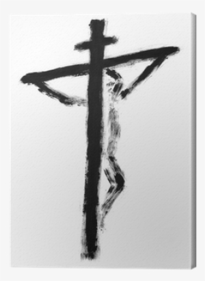 Jesus On The Cross Drawn With Watercolors Canvas Print - Watercolor Painting