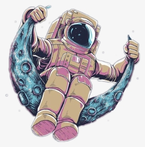 Vector Royalty Free Download Moon Luna Astronaut Astronauta - Astronaut Sitting On Moon