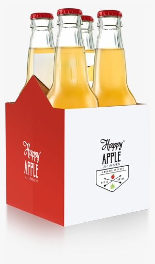 4 Pack Of Happy Apple - Glass Bottle