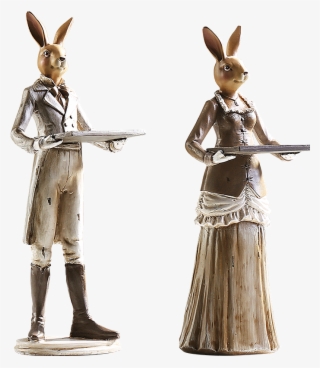 Bunny Rabbit Waitress Lady Figure Resin Statues For - Figurine