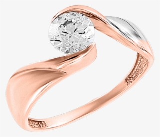 Lady´s Ring In Red Gold Of 585 Assay Value With Zirconia - Engagement Ring