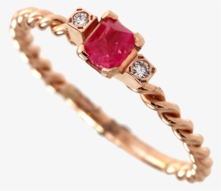Dainty Red Spinel Crystal Ring - Diamond