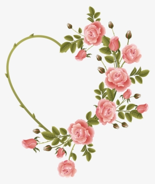 Rose Decorated Heart Frame - Rose Heart Frame Png