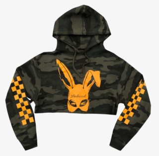 Bad Bunny Cropped Hoodie In Camo - Top