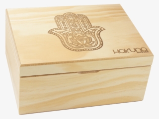 Natural Pine Stash Box Hamsa - Box