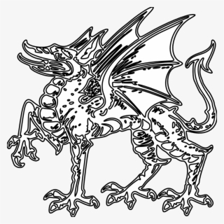 Simple Dragon Clipart Coloring Book 9 Black And White - Dragon Coat Of Arms Png