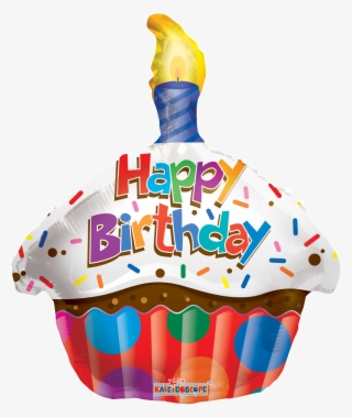 18" Happy Birthday Cupcake Balloons All American Balloons - Cartoon Happy Birthday Cake And Balloons