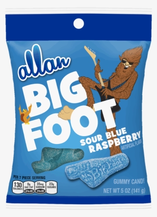 Allan Big Foot Sour Blue Raspberry Gummy Candy 5oz - Bigfoot Candy