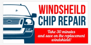 Windshield Chip Repair Vinyl Banner With Cracked Windshield - Ford Motor Company