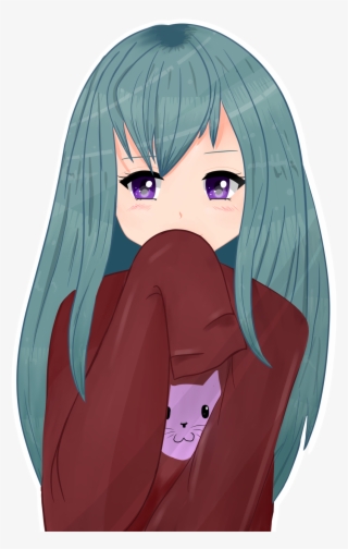 Image Royalty Free Stock Sweatshirt Drawing Anime - Cute Blue Haired Anime  Girl Transparent PNG - 1024x1590 - Free Download on NicePNG