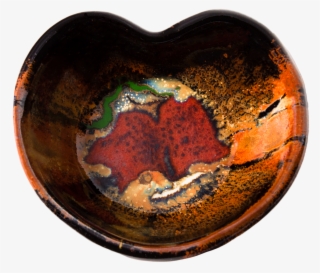 Heart Bowl Handmade Pottery Earth Tones And Red Overhead - Heart