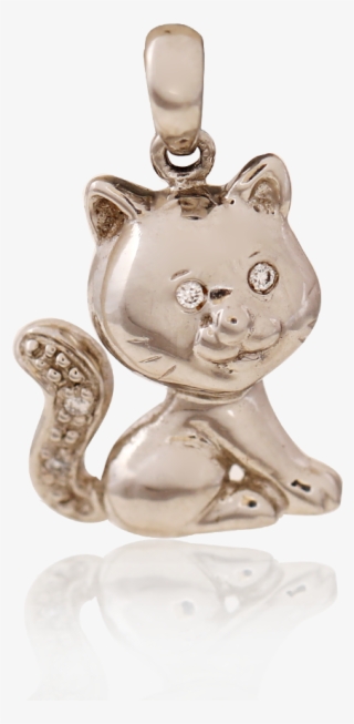 Cute Platinum Kitten Pendant - Locket