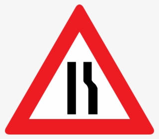 Yield Sign Png - Road Narrows On Both Sides Sign