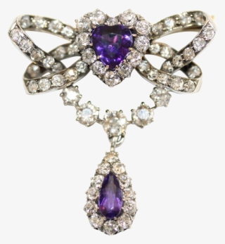 Antique Victorian 14 Carat Gold Amethyst And Old Cut - Diamond