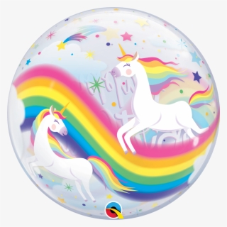 Bubble Balloon Birthday Rainbow Unicorn - 22"pkg Birthday Rainbow Unicorns Bubble
