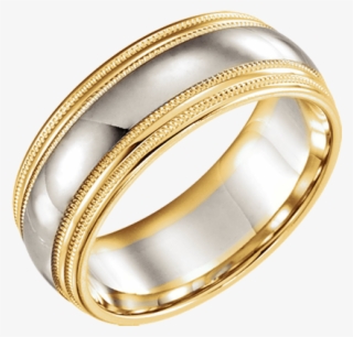 Zdouble Milgrain Two Tone Wedding Band - Bangle