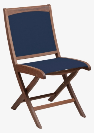 Topaz Folding Side Chair Blue Sling - Chaise De Jardin En Bois