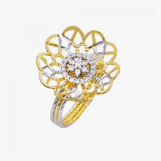 Shimmer Gold Flower With Studded Ring - Pre-engagement Ring