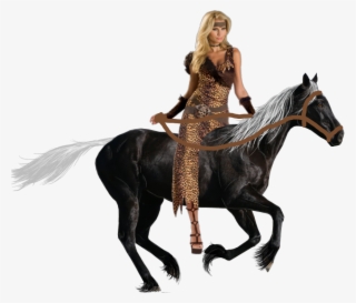 Sexy Barbarian Woman Riding Her Beautiful Black Horse - Barbarian Woman On Horse