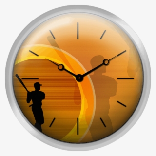 Baseball Player About To Swing Silhouette Digital - Wall Clock