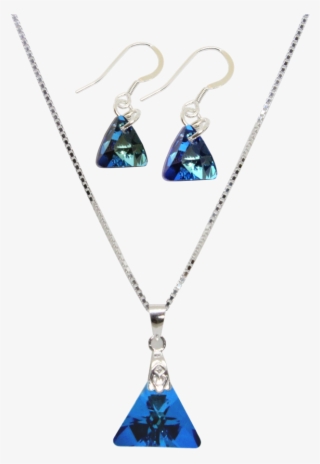 Swarovski Crystal Bermuda Blue Triangle Drop Pendant - Earrings