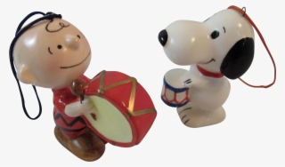 Snoopy & Charlie Brown With Drums Christmas Ornaments - Cartoon