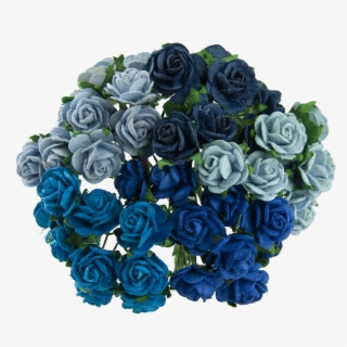 Mixed Blue Mulberry Paper Open Roses - Blue Rose