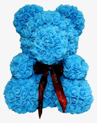 Blue Rose Bear - Rose Teddy Bear Blue