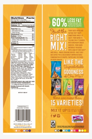 General Mills Chex Mix Sweet And Salty Honey Nut Snack - Label