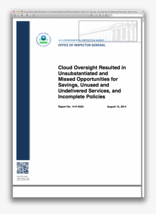 Cloud Oversight Resulted In Unsubstantiated And Missed - Environmental Protection Agency