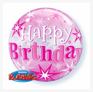 Balloons Pink Starblust Sparkle Happy Birthday Bubble - Circle