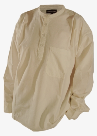 Collarless Shirt Grandad Shirt Crushed Cotton Cream - Cream Collarless Shirt