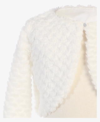 White Faux Fur Girls Bolero Jacket For Occasion Wear