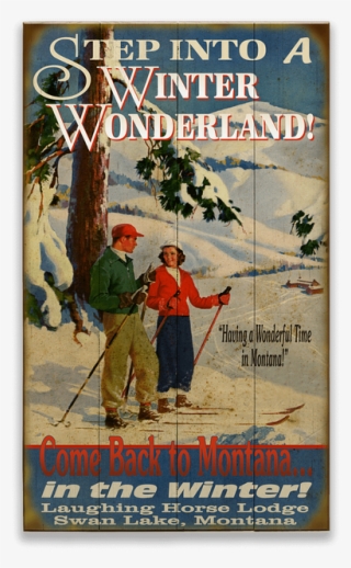 View Zoom Winter Wonderland Sign - Skiing