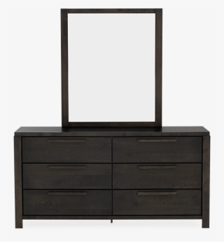 Image For Dark Brown Birch Wood Dresser And Mirror - Sideboard