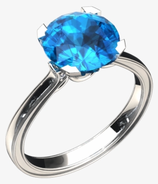 Natural Blue Topaz Solitaire 14k Gold Ring Style - Engagement Ring