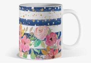 Watercolor Floral Stripes And Confetti Design - Aquarell Blumenstreifen- Und Confettientwurf Badematte
