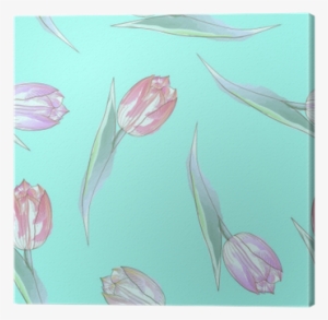 Seamless Pattern With Tulips, Painted In Watercolor - Tulip