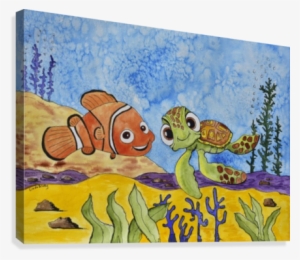 nemo and squirt canvas print - baby turtle squirt painting