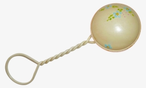 Celluloid Baby Rattle W Painted Flowers C 1920-30s - Baby Rattle
