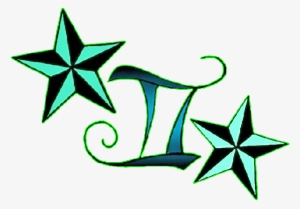Cool Gemini Zodiac Sign With Nautical Stars Tattoo - Nautical Star