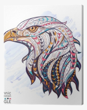Patterned Head Of Eagle On The Watercolor Background - Eagle Colorful