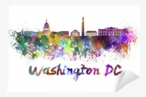 Washington Dc Skyline In Watercolor Wall Mural • Pixers® - Washington Dc Skyline Painting