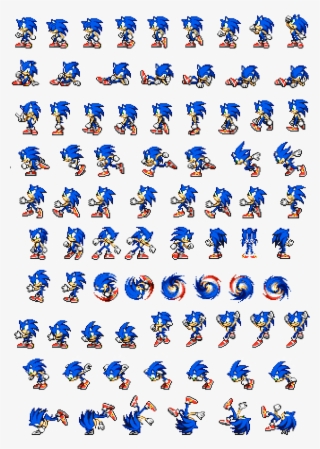 Sonic - Sonic Pixel Sprite Sheet Transparent PNG - 840x870 - Free Download  on NicePNG