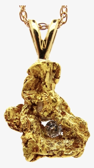 Unique Gold Nugget Diamond Pendant - Pendant