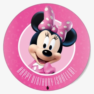 50 Adesivos Personalizados Minnie Rosa - Minnie Mouse Round Sticker