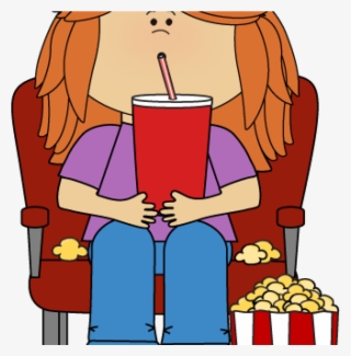 Movie Theater Clip Art Girl In Movie Theater With Movie - Watching A Movie Cartoon