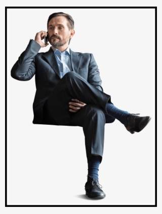 The Best Office Businessman Sitting With Phone Cut - Sitting Office People Png